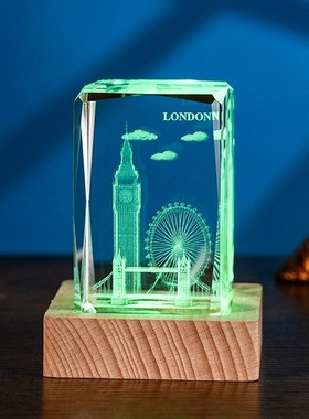 水晶伦敦城3D内雕定制摆件生日礼品创意男送女朋友旅游纪念品摆件