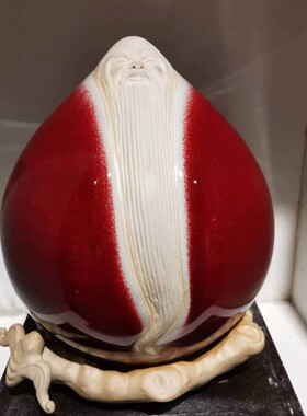 禹州神垕钧瓷摆件家用送老人长辈生日祝寿礼物窑变礼盒装福寿桃