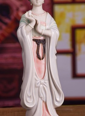 石湾公仔中式陶瓷古典人物摆件客厅书房电视柜新居装饰品四大美女