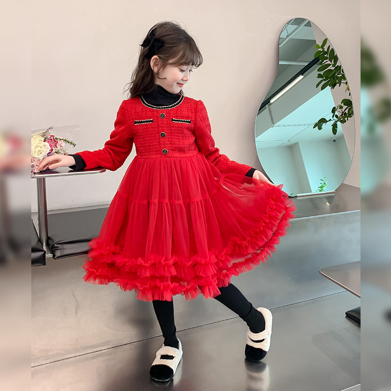 女童连衣裙秋冬款2024冬装新款儿童加绒公主裙礼服女孩冬裙子冬季,淘宝优惠券,粉丝福利购,淘宝优惠卷