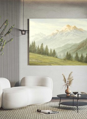 《日照金山》北欧风格侘寂风高级感挂画设计师客餐厅装饰画油画