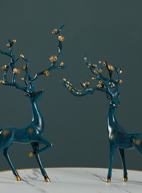 酒柜装饰品摆件家居饰品招财梅花鹿摆设美式创意客厅酒柜桌面工艺