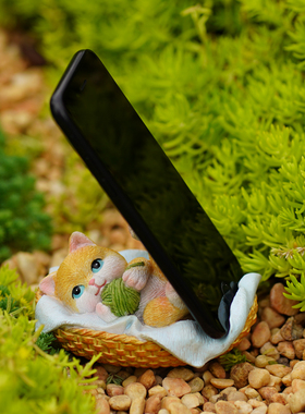 可爱猫咪手机架创意办公桌面装饰小摆件懒人追剧神器女生日礼物