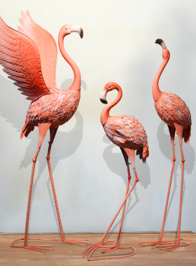 铁艺大火烈鸟模型装饰品落地摆件婚礼婚庆商场橱窗展厅火烈鸟摆件