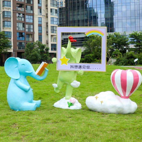户外卡通网红相框大象雕塑公园幼儿园林景区美陈动物装饰落地摆件,淘宝优惠券,粉丝福利购,淘宝优惠卷