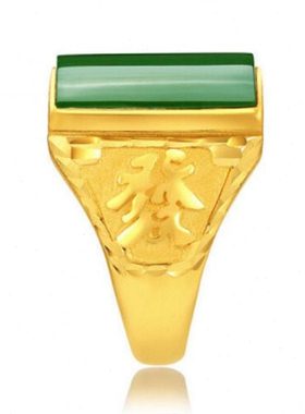 香港免税首饰9999真金戒指男四方来财霸气戒子可调节金指环送佳礼