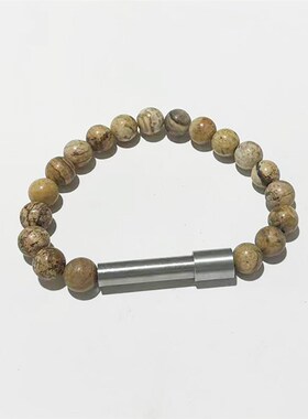 新款DIY小众哑光不锈钢旋转圆筒秘密许愿纸手镯天然石珠链手链