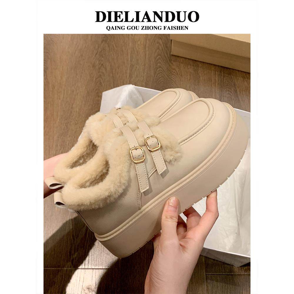 厚底加绒豆豆勃肯鞋女2025新款秋冬季乐福小皮鞋棉鞋子毛毛雪地靴,淘宝优惠券,粉丝福利购,淘宝优惠卷