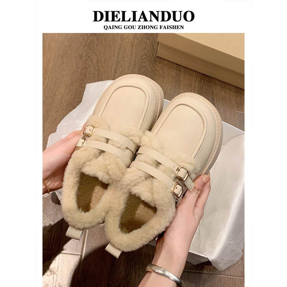 厚底加绒豆豆勃肯鞋女2025新款秋冬季乐福小皮鞋棉鞋子毛毛雪地靴,淘宝优惠券,粉丝福利购,淘宝优惠卷