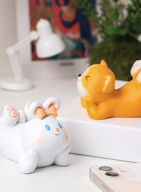 2023年兔年新款家居摆件卡通动物桌面手机支架办公室收纳摆设装饰