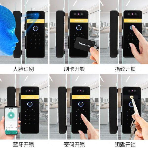 玻璃门专用锁免开孔指纹锁有框单双开办公室玻璃门智能电子密码锁,淘宝优惠券,粉丝福利购,淘宝优惠卷