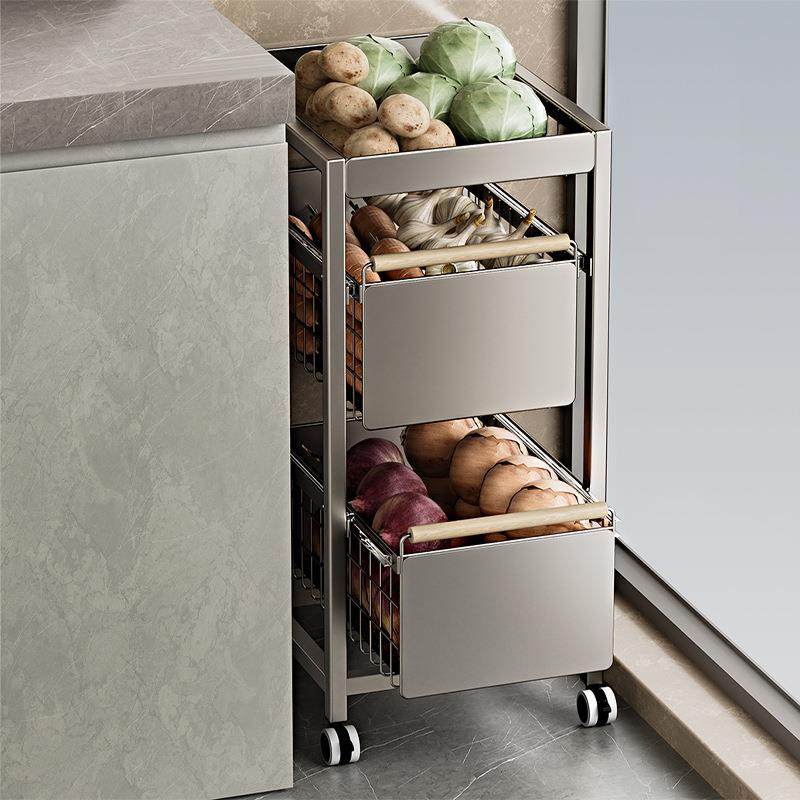 厨房屉蔬菜置物架小推果车抽式蔬收纳收夹缝纳多层菜篮子置XY42物,淘宝优惠券,粉丝福利购,淘宝优惠卷
