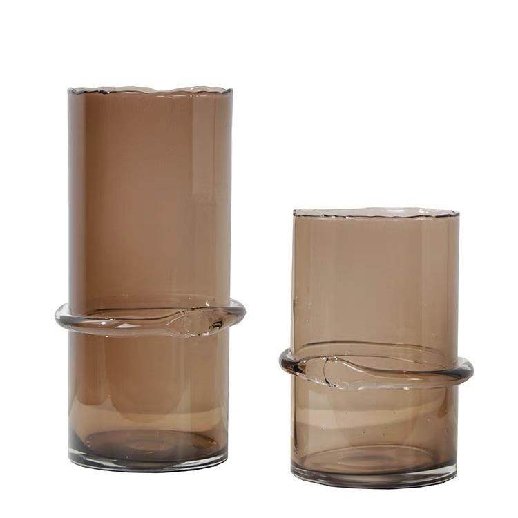 现代简约设计师花器摆件不规则直筒琉璃花瓶客厅餐桌轻奢透明插花,淘宝优惠券,粉丝福利购,淘宝优惠卷