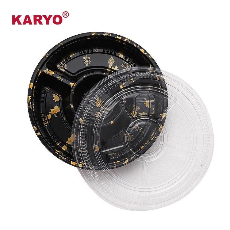 2842新品一次性圆形餐盒水果塑料包装盒深底平盖寿司刺身分格圆盘,淘宝优惠券,粉丝福利购,淘宝优惠卷