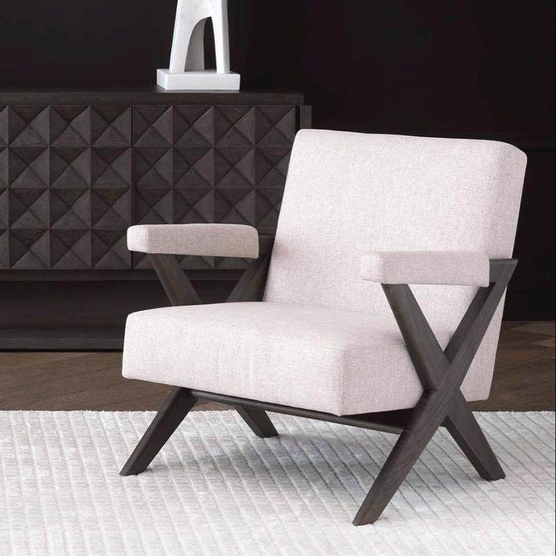 昌迪加尔白蜡木实木黑色休闲椅北欧白色布艺交叉腿阳台单人沙发,淘宝优惠券,粉丝福利购,淘宝优惠卷