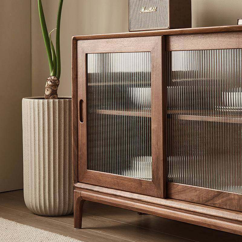 黑胡桃木餐边柜现代简约厨房边柜北欧储物柜全实木茶水柜收纳家用,淘宝优惠券,粉丝福利购,淘宝优惠卷