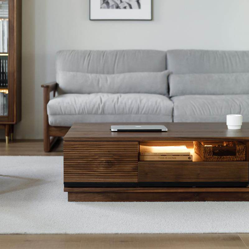 北美黑胡桃全实木茶几北欧小户型实木茶桌客厅家用电视柜茶几组合,淘宝优惠券,粉丝福利购,淘宝优惠卷