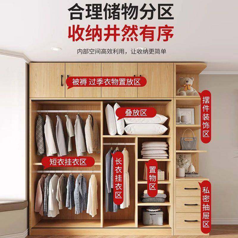 进口实木衣柜家用卧室小户型推拉门收纳柜子出租房用大衣橱,淘宝优惠券,粉丝福利购,淘宝优惠卷