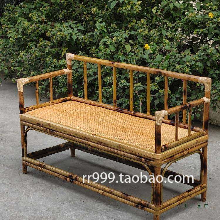 新中式座竹制沙发双客厅简长45147椅排约椅长凳椅子藤编人三人椅,淘宝优惠券,粉丝福利购,淘宝优惠卷