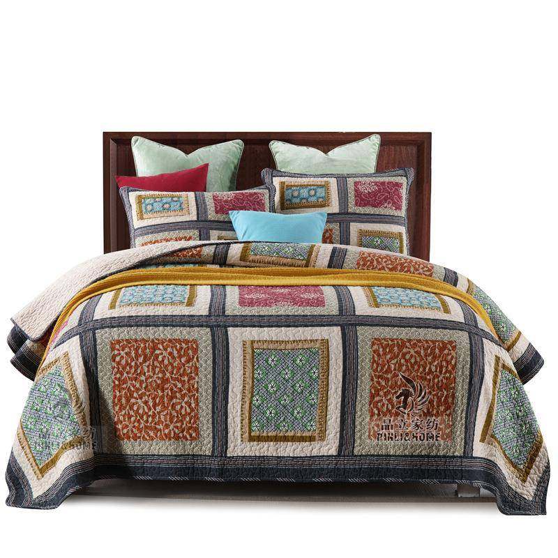 美式乡村真拼接床品套件纯棉水洗手工拼块绗缝被三件套,淘宝优惠券,粉丝福利购,淘宝优惠卷