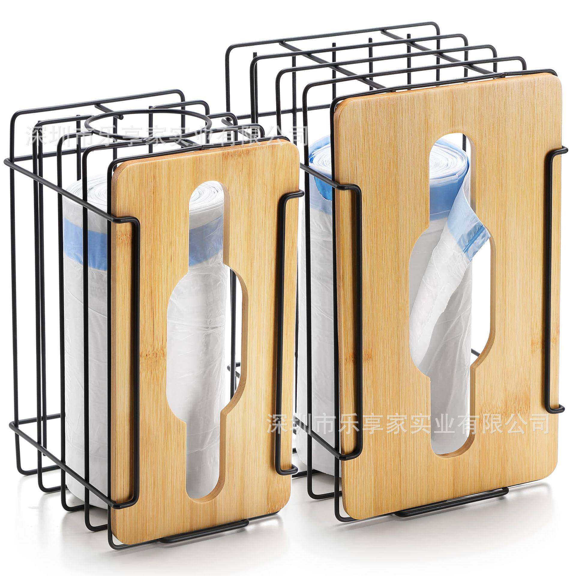 新款壁挂式可堆叠垃圾袋分离器金属垃圾袋收纳架带竹板置物架,淘宝优惠券,粉丝福利购,淘宝优惠卷