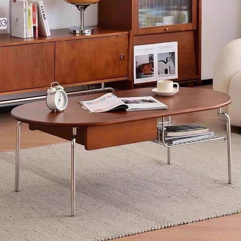 实木茶几电视柜组合复古风小户型北欧日式复古中古椭圆形茶桌,淘宝优惠券,粉丝福利购,淘宝优惠卷