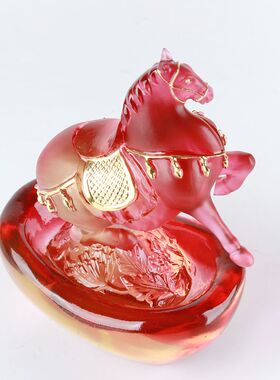 琉璃招财马踏元宝风水摆件