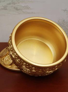 黄铜金蟾聚聚宝盆宝盆铜招厅财聚财家用客品前台玄关装饰钱罐黄铜