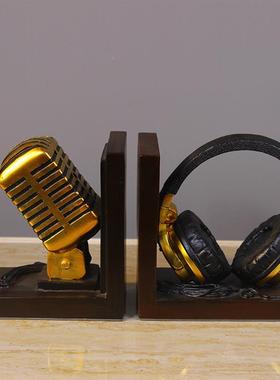 欧式样SD004板间软饰装品书房书书靠件创意立复古麦克风耳机书档