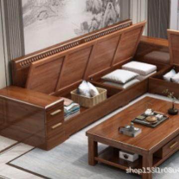 新中式冬夏两用现代简约实木大小户型冬夏两用沙发组合储物客厅家,淘宝优惠券,粉丝福利购,淘宝优惠卷