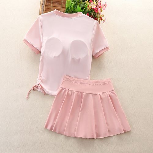 2024新款女童泳衣分体中大童裙式儿童泳装女孩平角游泳衣学生12岁 - 图0