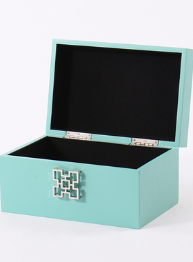 新中式实木绿色收纳烤漆首饰盒样板房衣帽间室内客厅软装饰品摆件