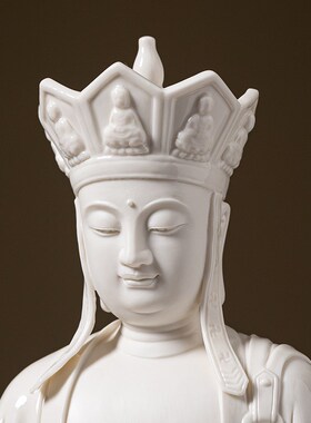 德化白瓷九华山南无大愿地藏菩萨佛像陶瓷地藏王工艺品摆件配灯圈