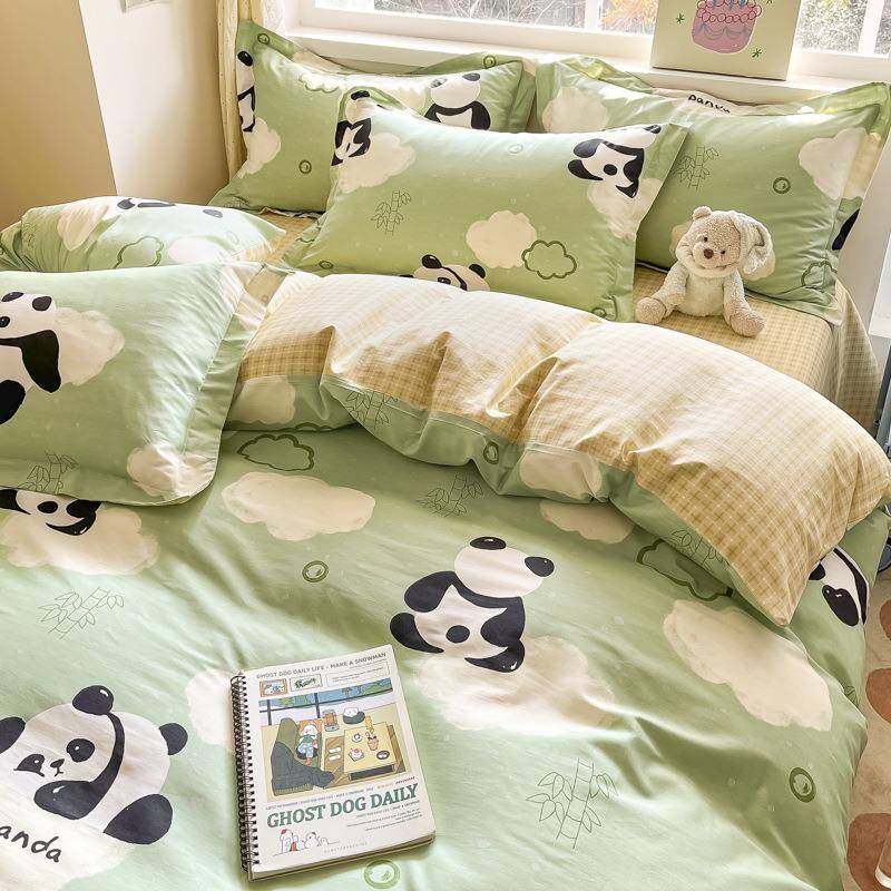 卡通纯棉床上四件套100全棉熊猫床品儿童被套宿舍床单三件套床笠,淘宝优惠券,粉丝福利购,淘宝优惠卷