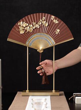 新中式禅意扇形摆件样板间软装客厅玄关RZB-2609宋代室美学档扇子