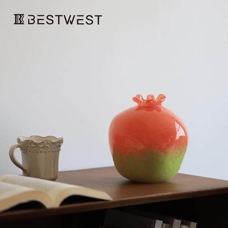 轻奢风石榴玻璃花瓶摆件高级感客厅桌面插花装饰花器餐桌鲜花器皿,淘宝优惠券,粉丝福利购,淘宝优惠卷