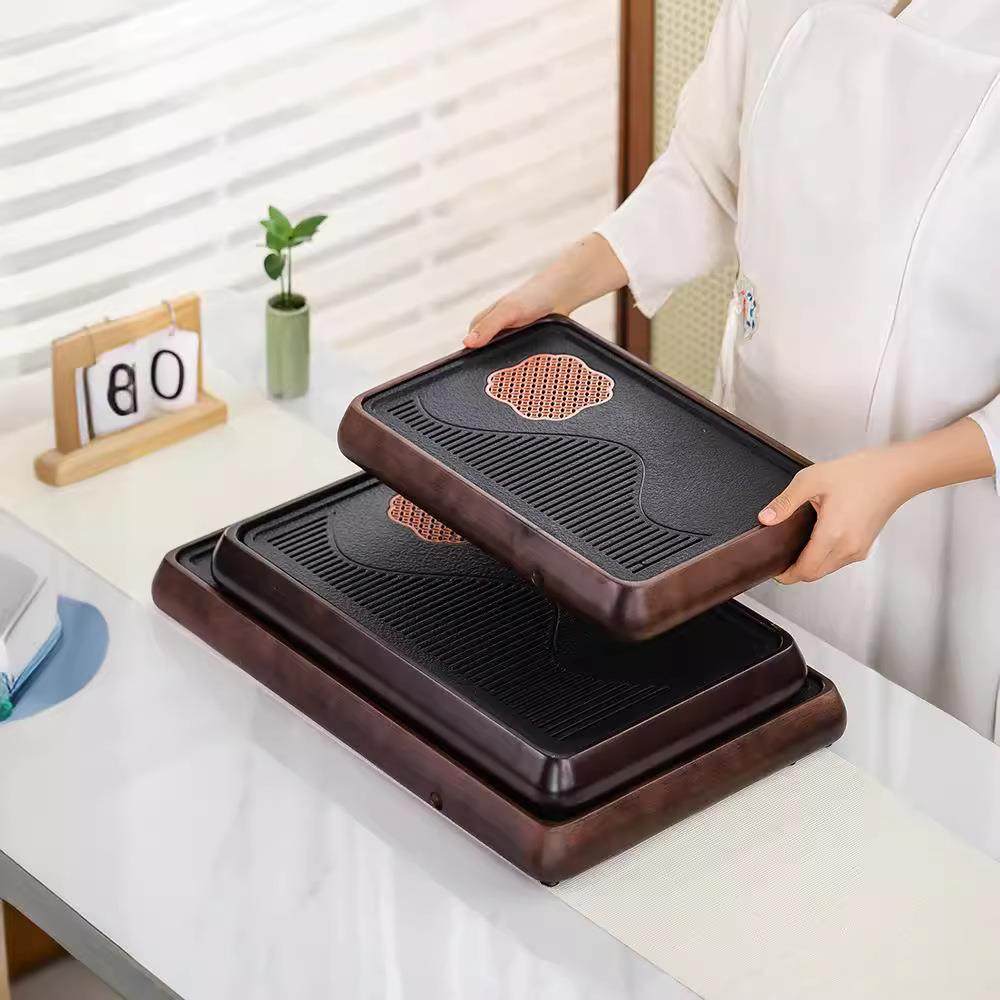 实木茶盘家用客厅高档小型茶台茶具茶托盘办公室用防乌金石干泡台,淘宝优惠券,粉丝福利购,淘宝优惠卷