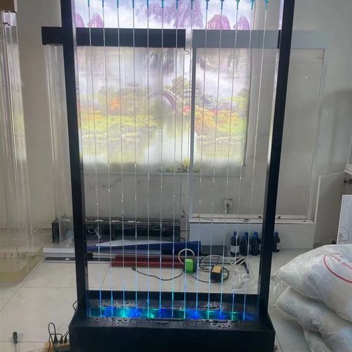 拉线水幕帘数控水帘餐厅大型酒店景观透明拉线水循环流水墙瀑布墙 - 图0