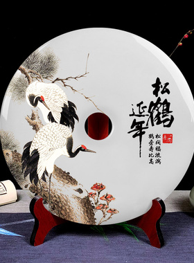 松鹤延年天然玉石摆件祝寿礼物老人实用大寿礼品送父亲寿山石装饰