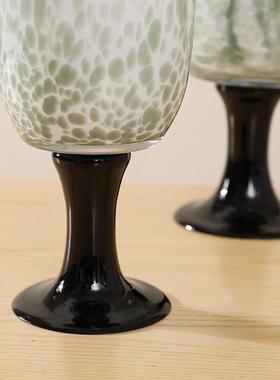 中古风花瓶高级白彩点花纹肌理瓷高脚艺术器纯手工玻璃TGB琉璃软