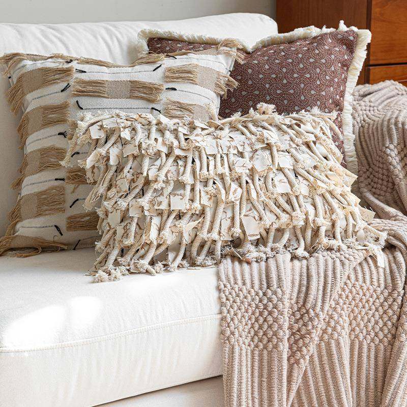 ins风客软厅沙发抱枕02流3新暗香疏影款杏2色苏靠枕床上靠垫焦糖,淘宝优惠券,粉丝福利购,淘宝优惠卷