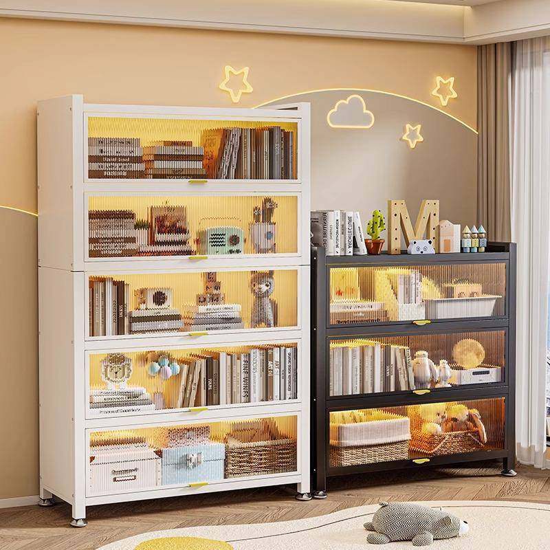 钢制书柜带门儿童书架防尘储物柜客厅展示柜铁艺卧室置物架收纳柜,淘宝优惠券,粉丝福利购,淘宝优惠卷