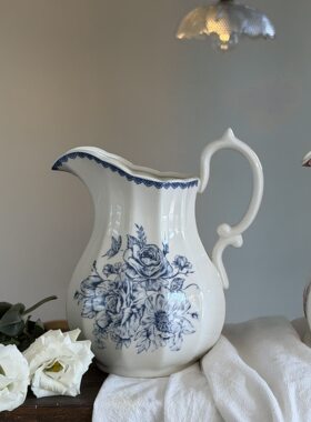 法式中古凌霄花陶瓷花瓶客厅插花桌面摆件玄关装饰花器拍照道具