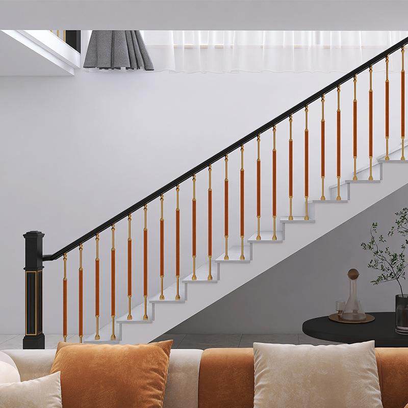 奇步轻奢皮革包覆铝镁合金楼梯扶手小柱简约现代平台护栏别墅家用,淘宝优惠券,粉丝福利购,淘宝优惠卷
