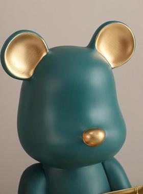 轻奢红BYX8465暴力熊托盘摆件创意客厅玄网关柜门口匙钥收纳盘子