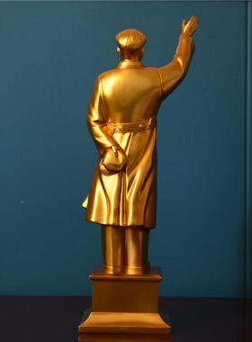 毛件主席电像树脂挥手像像镀金色站像MAN毛爷爷招手石膏像书房摆