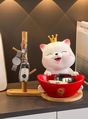 招786525财猫入户钥匙装收纳关摆门口鞋柜客厅家居饰品乔迁新玄件