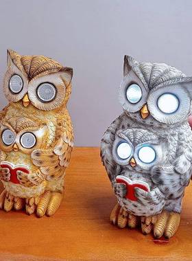 欧式阳能灯猫院头脂鹰树摆件花园庭园林动RDW120太物景观装饰品