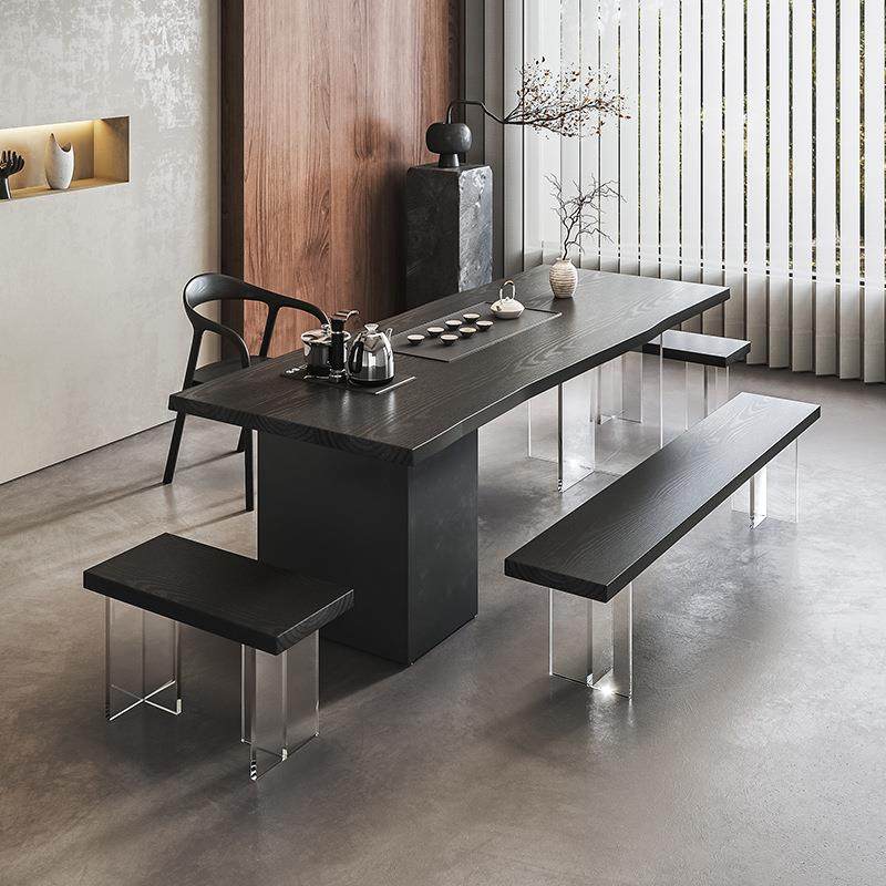 大木碳化黑20229茶桌椅组合新中式茶盘茶实板台一体简约亚克力客,淘宝优惠券,粉丝福利购,淘宝优惠卷