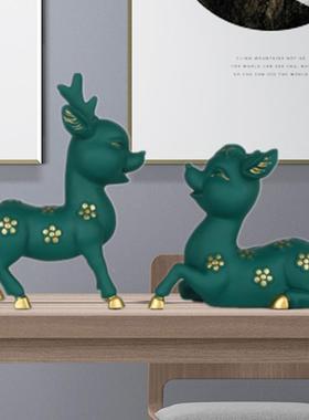 北1684欧鹿头对小鹿家摆件居创意客厅礼卧室玄关书房装饰开业公办
